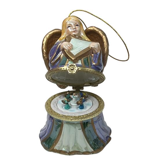 Mr Christmas Music Box Angel Plays Hark The Herald Angels Rotating Angels Inside - Picture 2 of 7